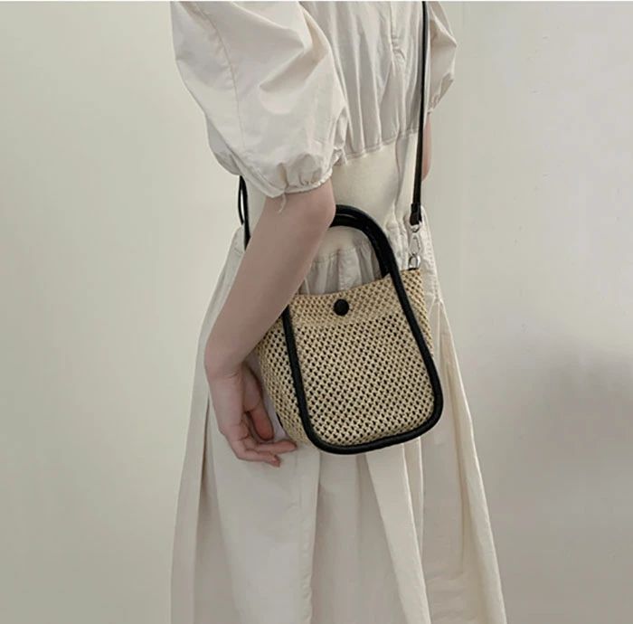斜めがけ バッグ 大人 2way 小さめ ミニバッグ カゴバッグ バスケット ストローバッグ ミニショルダー