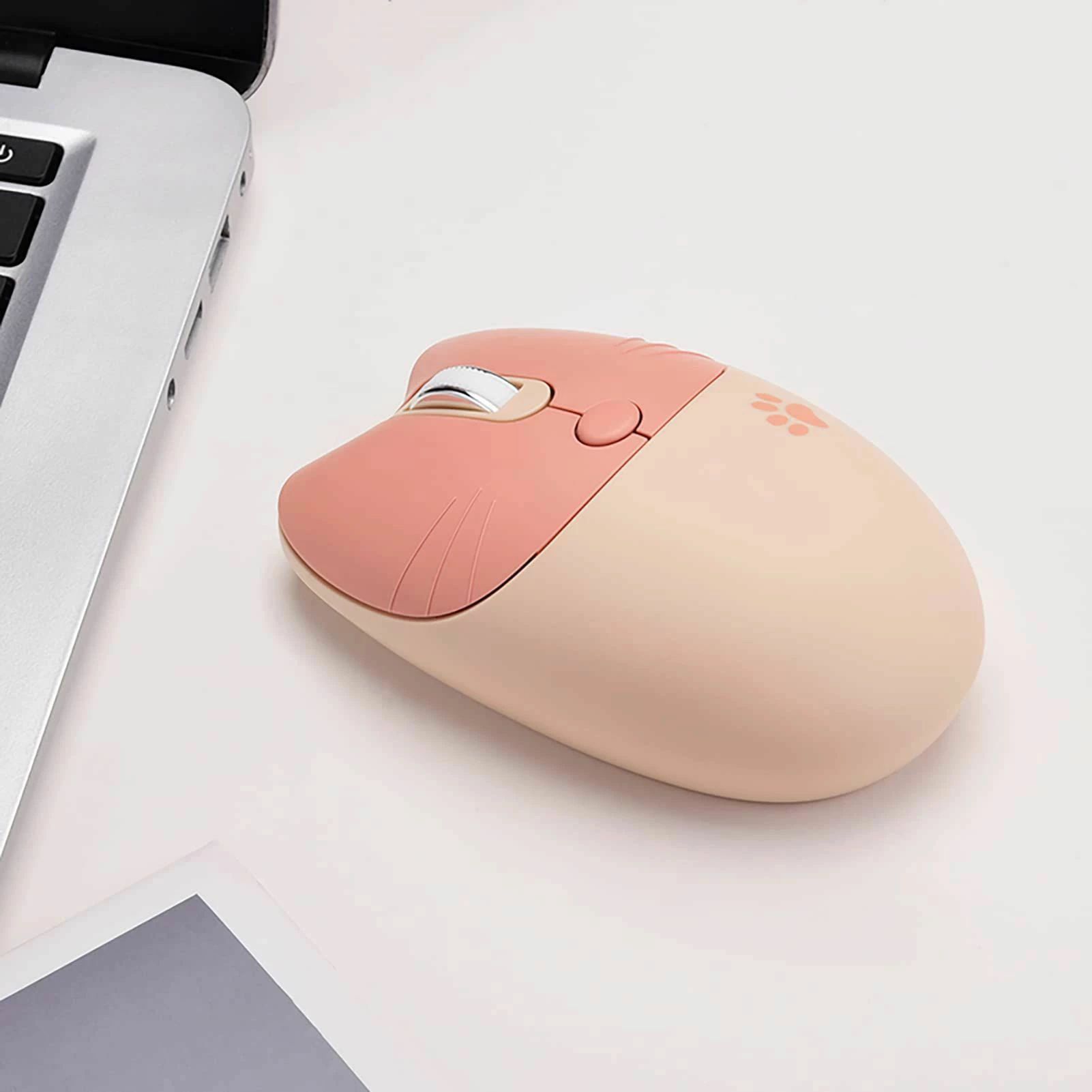 (ミルクティー) PC、ノートPC対応 静音 カラフル おしゃれ マウス 子供 女性 マウス USBワイヤレス 2.4G 可愛い猫 M3