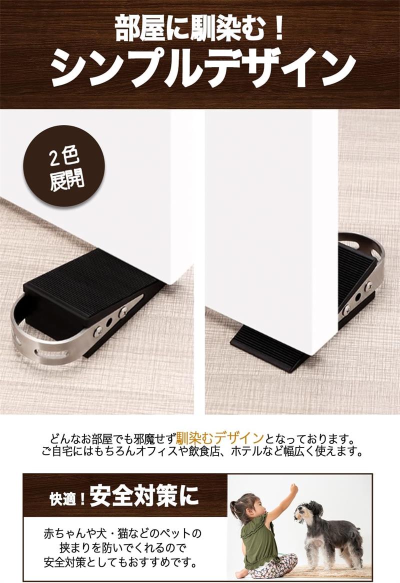 強力固定 ゴム底 滑り止め 扉ストッパー 扉開放用 入り口 オフィス 室内 防火扉 玄関ドアストッパー ラバー製 ドアストッパー [3]
