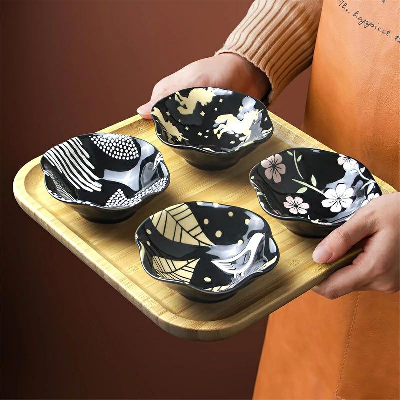 飲食店用 旅館 家庭 漬物入れ タレソース 納豆 醤油 調味料皿 前菜プレート 100ml 10.5cm 4個セット直径 小皿