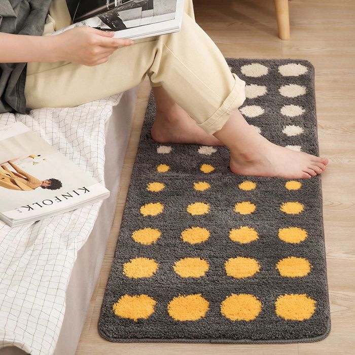 送料無料 防汚 もこもこ キッチンマット マット 遮音 厚さ 台所マット 床暖房対応 ドット おしゃれ 吸水速乾 新生活応援 洗面台