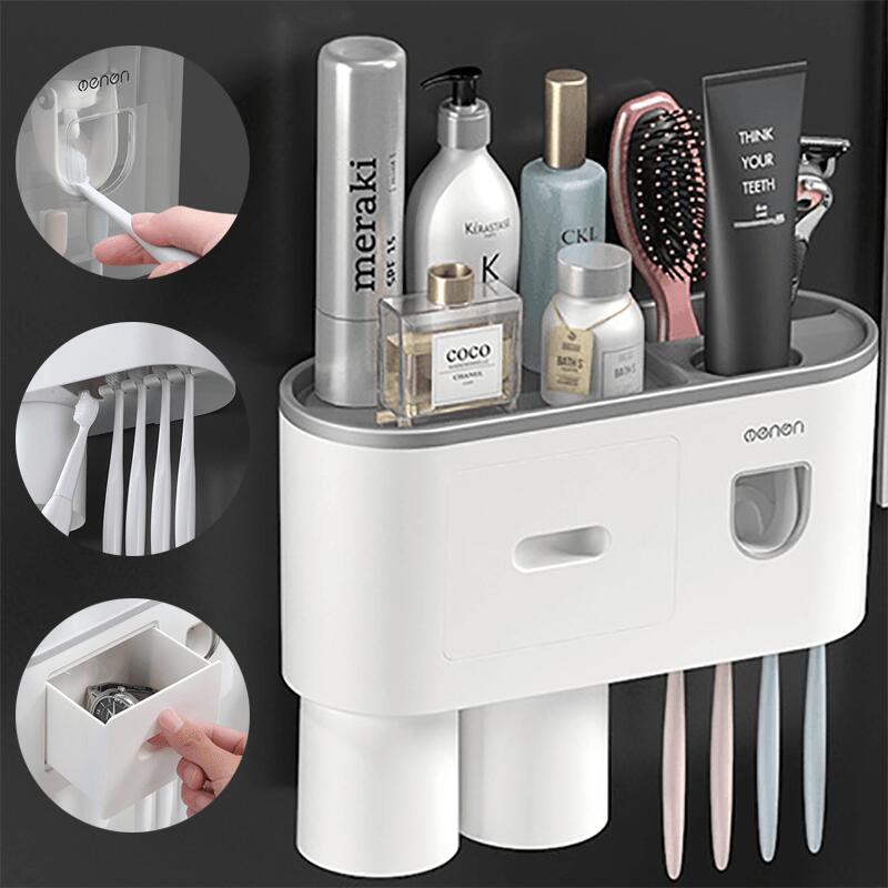 家族 レディース 洗面所 収納 化粧品 省スペース 壁掛け式 工事不要 収納ケース 洗面台 ホルダー コップ 歯磨きブラシ ペンサー