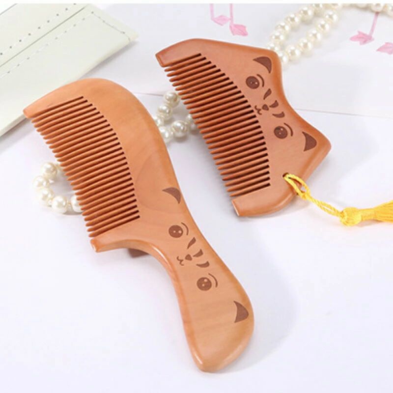 お 可愛い クシ ギフト プレゼント ヘア マッサージ 猫柄 猫 動物 木製 2個セット ブラッシングブラシ ..