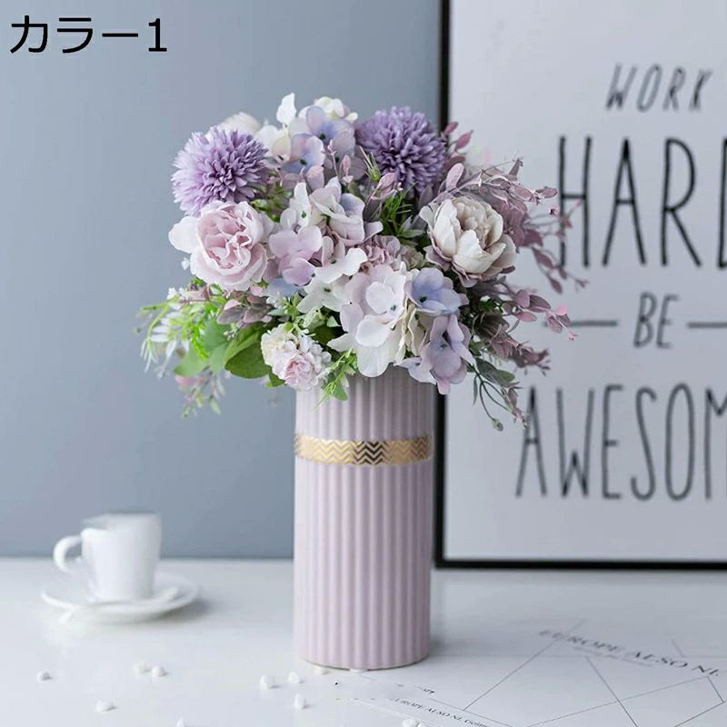 誕生日 母の日 玄関 リビング 世話要らず 枯れない花 花束 陶器 花瓶付き 北欧風 おしゃれ インテリア 光触媒 人工観葉植物 造花
