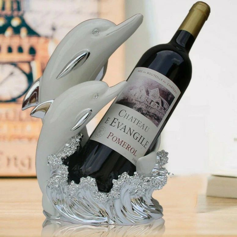 イルカワインラック棚樹脂置物欧風クリエイティブオフィスリビングキャビネット装飾ギフトワイン棚装飾..