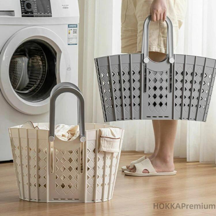 折りたたみ スリム ランドリーバッグ おしゃれ コンパクト 脱衣所 洗濯機横 洗濯カゴ 大容量 省スペース ランドリーバスケット [2]