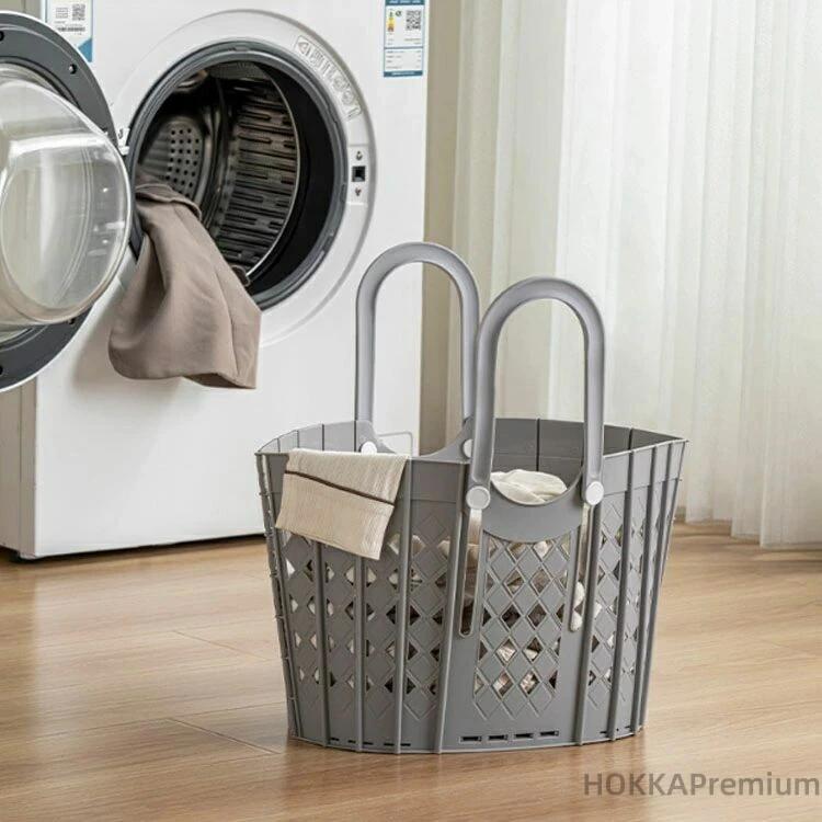 折りたたみ スリム ランドリーバッグ おしゃれ コンパクト 脱衣所 洗濯機横 洗濯カゴ 大容量 省スペース ランドリーバスケット [3]