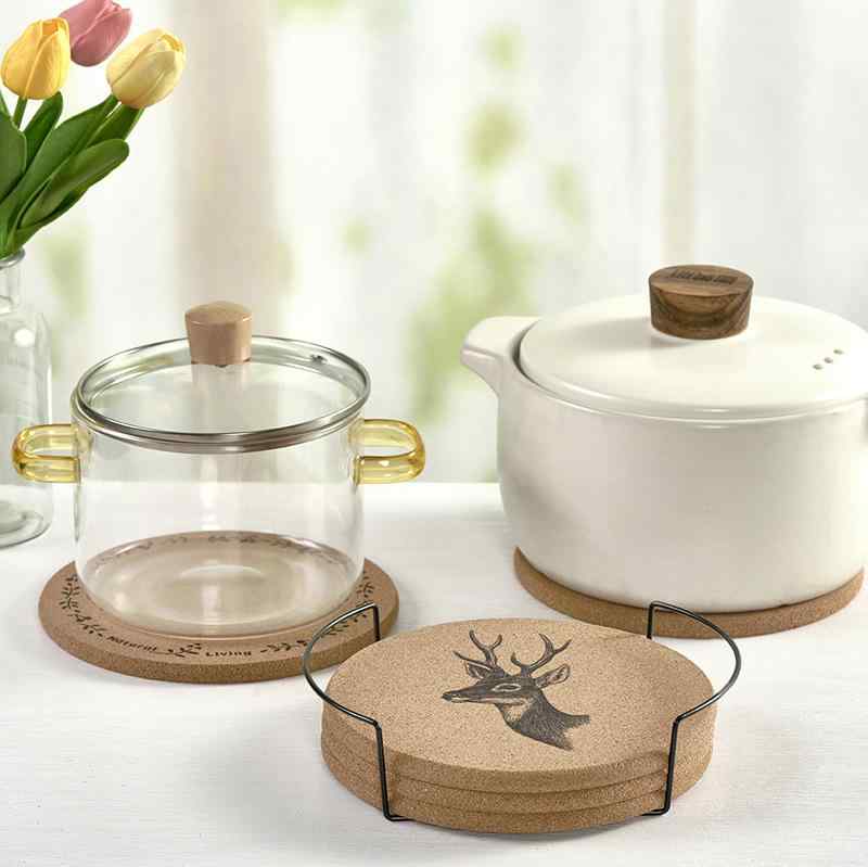 花柄 木製 滑り止め 防水 断熱 北欧風 ランチョンマット コースター 鍋敷き