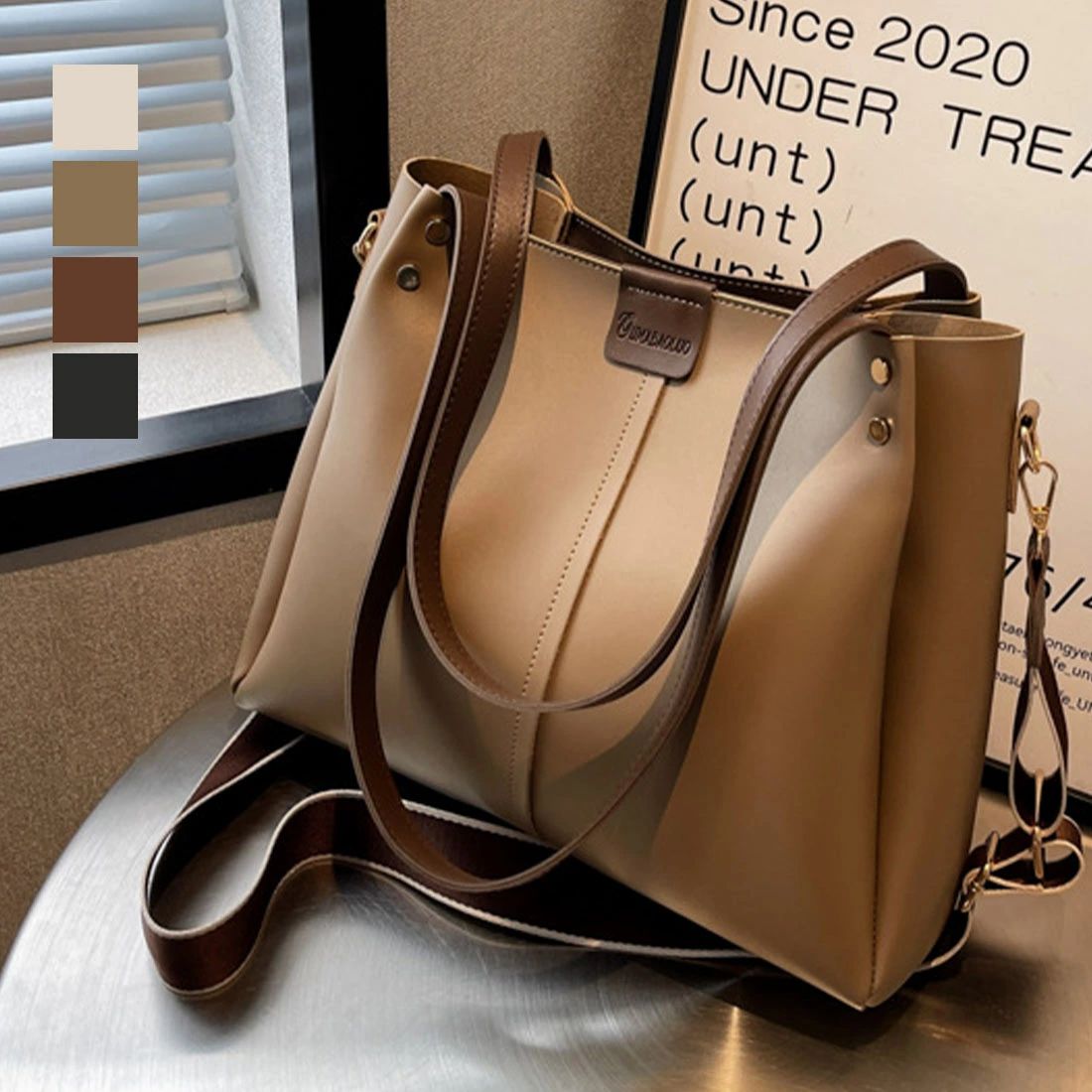 大容量 レディース オールシーズン 長さ調整可 ストラップ付 斜め掛け 肩掛け お仕事バッグ 通学 通勤 学生 OL ファスナー仕様