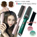 2way カール ストレート ブラシ型 ヘアアイロン 温度5段階設定 男女兼用 ヘアアイロン