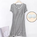 夏用 ロングTシャツ マキシワンピ シンプル ワンピース ワンピース 半袖 パジャマ ボーダー