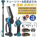 コードレス 伸縮式延長ポール付き バッテリー対応 3in1の組み合わせ チェーンソー 充電式 高枝電動のこぎり