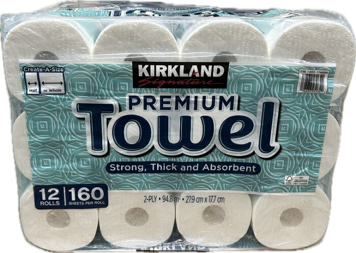 コストコ キッチンペーパー ペーパータオル 12ロール入 大容量 2枚重ね KS カークランド カークランドシグネチャー Costco 掃除 業務用 国内製造 PREMIUM TOWEL COCOMART (2)