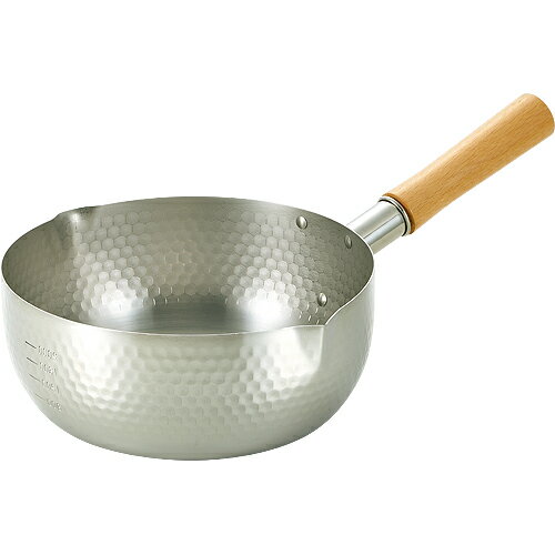 16-0ステンレス雪平鍋22cm KRY-22 ステンレス製雪平鍋 雪平鍋22cm 目盛り付雪平鍋 IH対応雪平鍋 IH200V対応 両端注ぎ口付雪平鍋 木柄 鎚目 日本製 送料無料 （沖縄県へは発送できません）