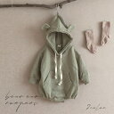 【★BLACK FRIDAY★限定クーポン配布中】ロンパース 長袖 ベビー 女の子 男の子 秋冬 綿 コットン くま くまさん フード パーカー くまみみ くま...