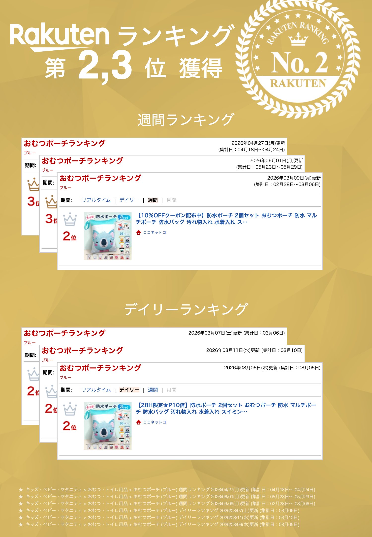【楽天スーパーセール10％OFF+28H限定P10倍】防水ポーチ 2個セット おむつポーチ 防水 マルチポーチ 防水バッグ 汚れ物入れ 水着入れ スイミングバッグ 水着ポーチ ベビー ビーチバッグ 保育園 幼稚園 プール 海 海水浴 ジム ヨガ 旅行 撥水 着替え 体操服 幼稚園 2