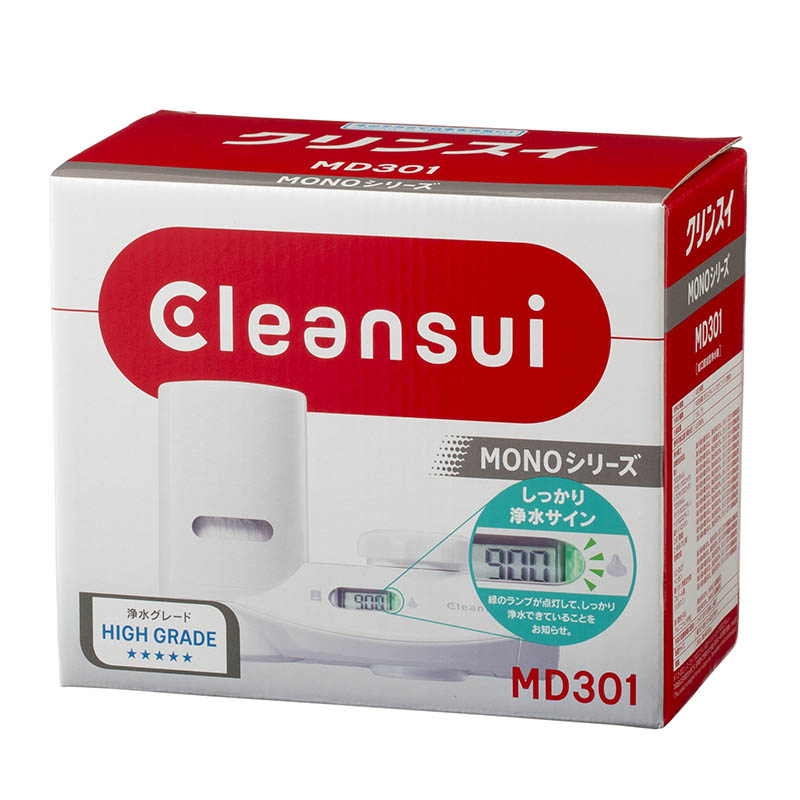 家電・便利雑貨のCOCONIALのクリンスイ 蛇口直結型浄水器 MD301-WT MD301WT | 送料無料 蛇口直結浄水器 水道水 キッチン シャワー 台所 交換 工事不要 取替 かんたん おいしい 飲み水 液晶デジタル 表示 家族 子育て 赤ちゃん あんしん おしゃれ デザイン 省スペース ココニアル 日本製 cleansui｜アングル2