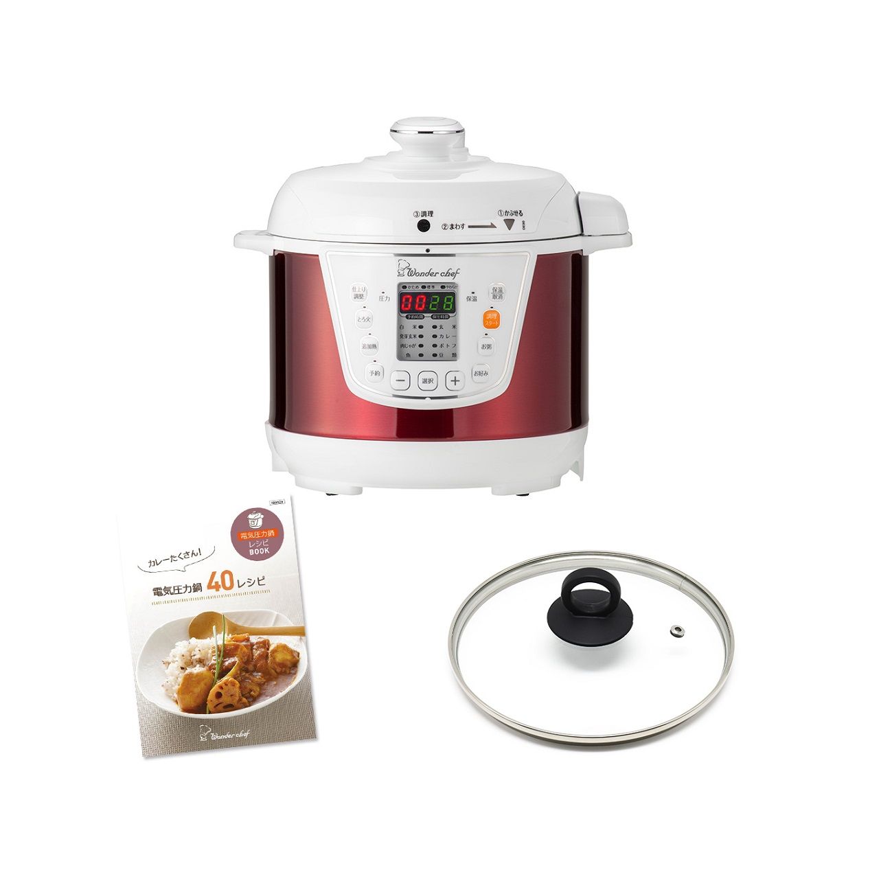 [在庫処分]ワンダーシェフ 電気圧力鍋 OEDC30 R1 ガラス蓋 + 40レシピ付 310194 正規品 4970840310194 ..