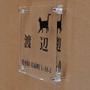 表札のアトリエ ガラス表札 透明 150x150mm にゃんこと一緒 住所付き 【HLS_DU】【RCP】【楽ギフ_包装】【楽ギフ_名入れ】 attr73att...