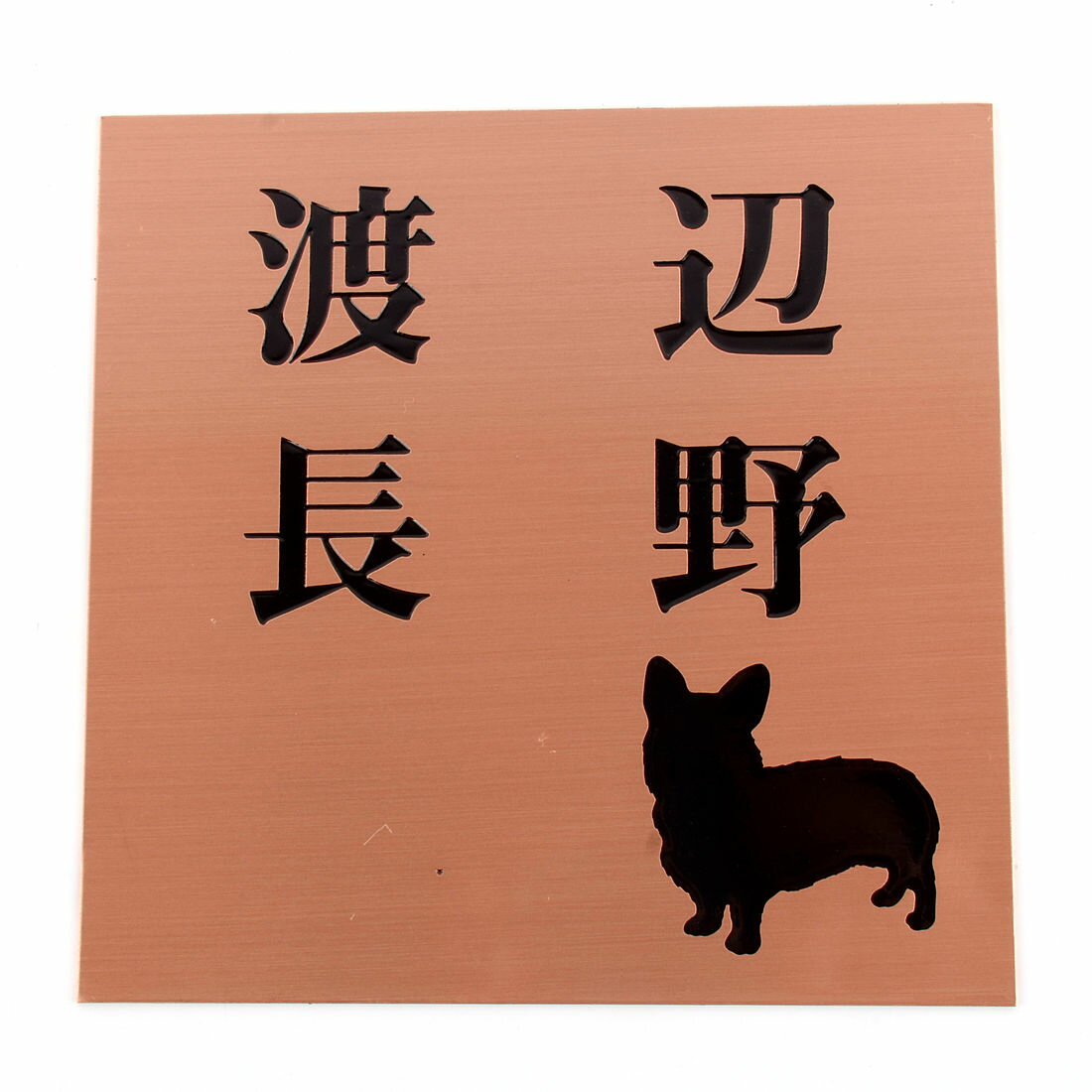 Rakuten - 表札のアトリエ 150x150 スタンダード銅板(ブロンズ) エッチング加工 わんこと一緒（選べる犬種）　2世帯用 【HLS_DU】【RCP】【楽ギフ_包装】【楽ギフ_名入れ】 attr105attr ctgr1ctgr sml4sml+ctgr1ctgr DOG