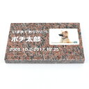 Pet&Love. ペットのお墓 天然石製 シンプル型 遺影付きタイプ 御影石 レッド 200x130mm(厚さ20mm) (お客様の写真を印刷) 【HLS_...