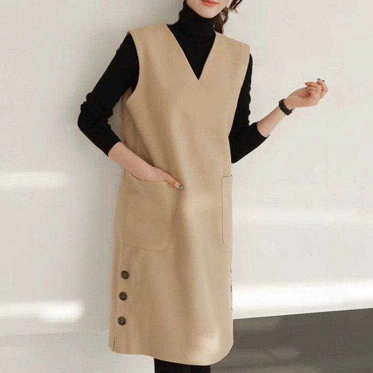 レディース 裏地付き ジャンスカ ワンピース 50代 ロング 膝丈 ノースリーブ 秋 ニットメルトン ノースリーブ サイドボタン ボダンデザイン ジャンパースカート ツイード風 厚手 春 冬 大人 きれいめ 通勤 オフィス レイヤード 重ね着 コーデ オールインワン