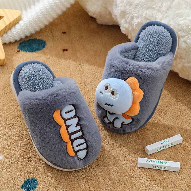 かかとなし/かかと付き 子供 スリッパ もこもこ ルームシューズ ルームスリッパ 厚手 軽量 防寒 恐竜 可愛い ジュニア 女の子 男の子 冬 滑りにくい ボア シューズ 3