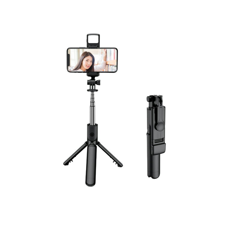 スマホ 一脚 美顔LEDライト付き 無線 セルカ棒 三脚 Bluetooth GoPro対応 持ち運び...