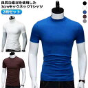 【2枚セット】ゴルフウェア ハイネック 半袖 メンズ Tシャツ メンズtシャツ 半袖 3cmモックネック ゴルフtシャツ ストレッチ 無地 モックネックシャツ ...