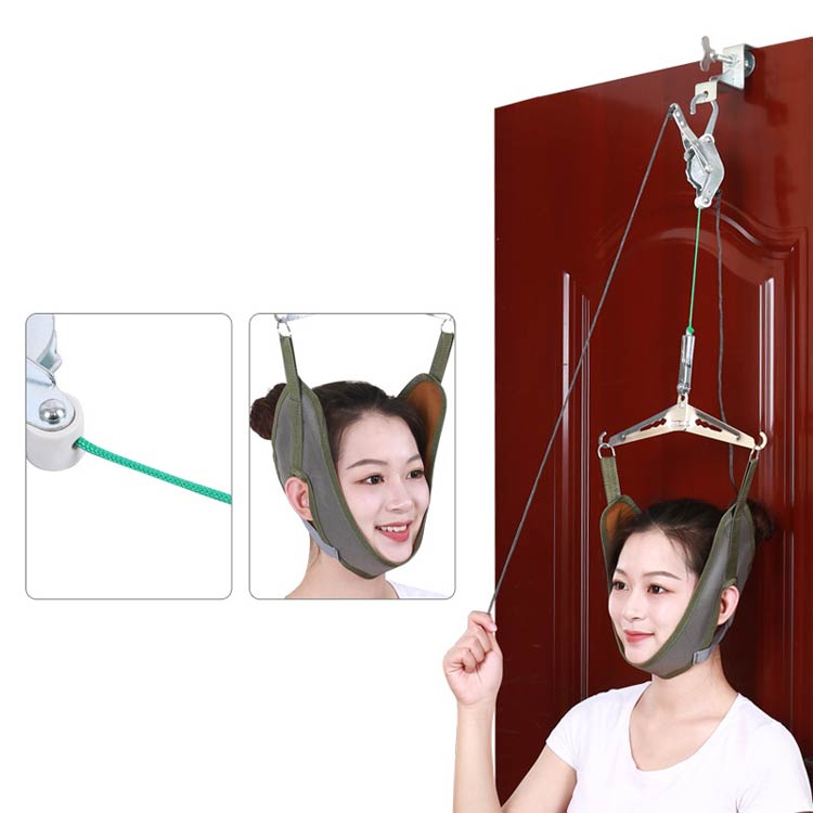 ココナッツカンパニーの牽引 ネックストレッチャー 器具 ネック牽引ベルト 2way（フック+ドア掛け） ナイロン紐 鋼紐 首 吊り下げ器 ネックストレッチベルト ネックハンガーベルト 頸椎 サポーター 疲労 解消 リラックス 家庭用ベルト｜アングル2