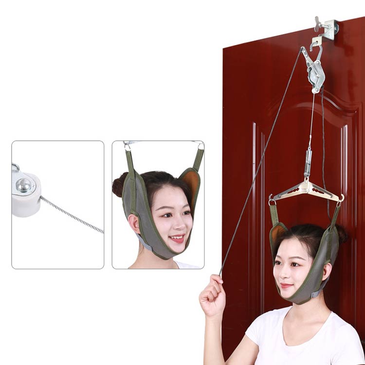 ココナッツカンパニーの牽引 ネックストレッチャー 器具 ネック牽引ベルト 2way（フック+ドア掛け） ナイロン紐 鋼紐 首 吊り下げ器 ネックストレッチベルト ネックハンガーベルト 頸椎 サポーター 疲労 解消 リラックス 家庭用ベルト｜アングル3
