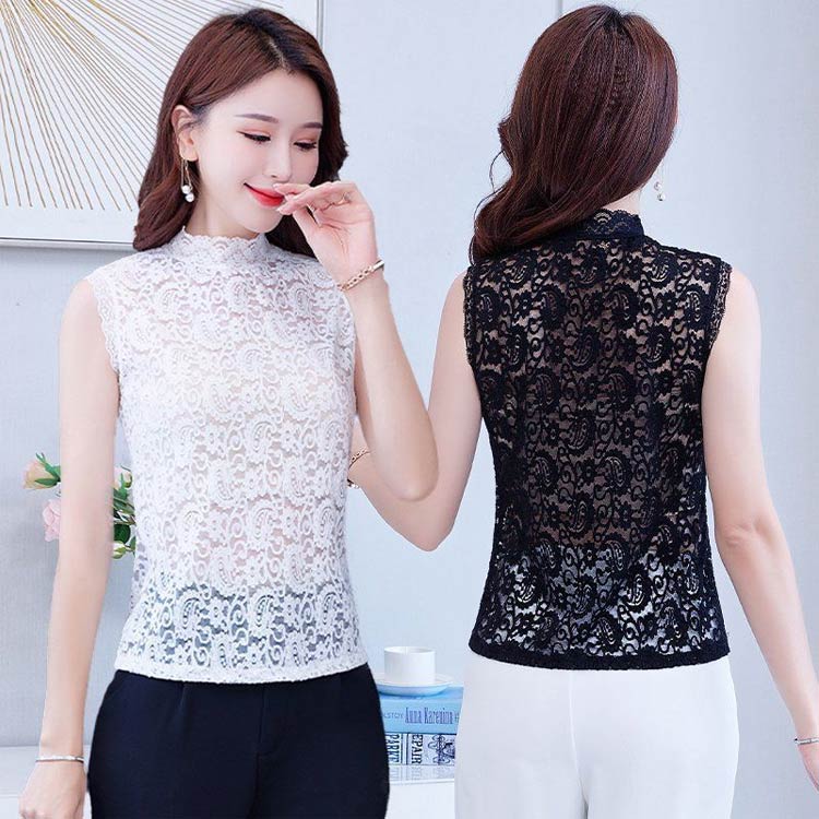 2枚組 レース レースタンク レースタンクトップ 重ね着 インナー つけ襟 立て襟 レディーストップス 肌着 下着 バンダナ柄 ペイズリー レイヤード ストレッチ ノースリーブ タンクトップ キャミソール レース 清涼感 タンクトップ