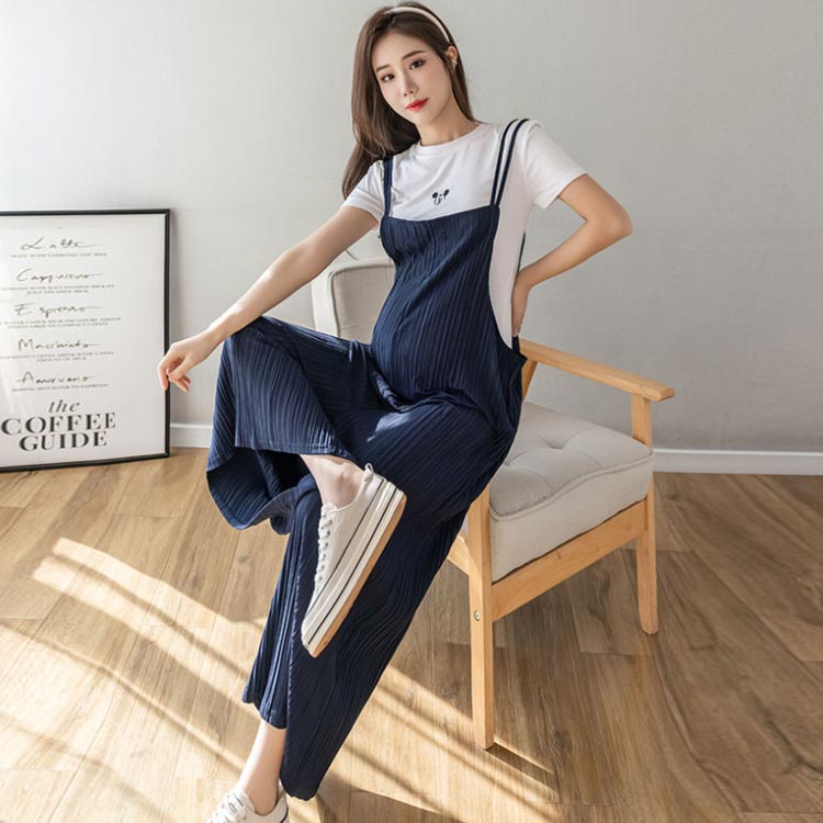 サロペットパンツ マタニティウェア プリーツパンツ レディース プリーツオーバーオール ゆったり プリーツサロペットワイドパンツ 産後 産前 プリーツ サロペット ワイドパンツ オールインワン