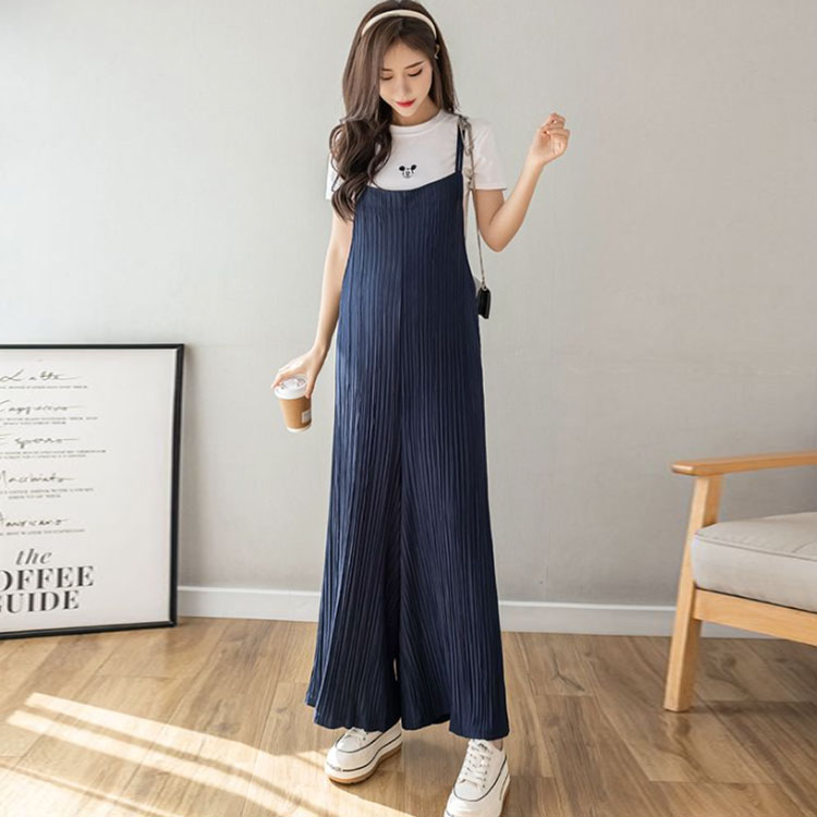 サロペットパンツ マタニティウェア プリーツパンツ レディース プリーツオーバーオール ゆったり プリーツサロペットワイドパンツ 産後 産前 プリーツ サロペット ワイドパンツ オールインワン