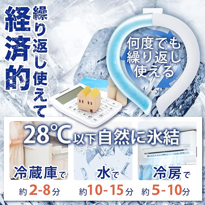 クールリング 28℃以下で自然凍結 植物由来PCM S・M・L 5色 繰り返し使用