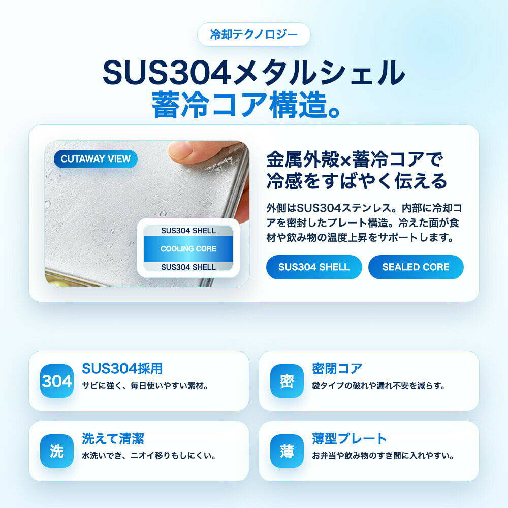 ココパ楽天市場店のSUS304 保冷プレート 1枚 キッチントレー 食材 肉 野菜 薄型 水洗い 繰り返し使える｜アングル3