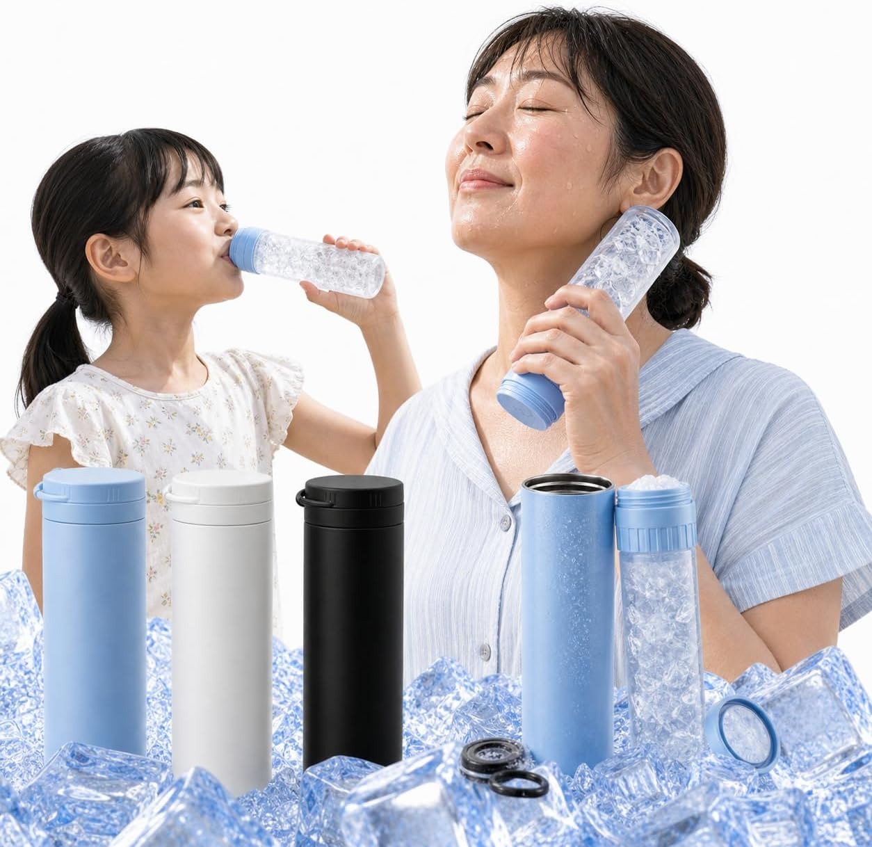 商品仕様品番：KO426内容：3点セットカラー：ランダムカラー（色は選べません）外ボトル容量：約250mlシリコーン内ボトル容量：約150ml重量：約199g／点付属品：ストラップ使用シーン：通勤・通学・日常の暑さ対策ご注意お届けするカラーの組み合わせは選べません。飲料を入れる場合は外ボトルのみを使用し、シリコーン内ボトルに入れた水は飲用しないでください。熱湯を使用する場合はやけどに十分ご注意ください。