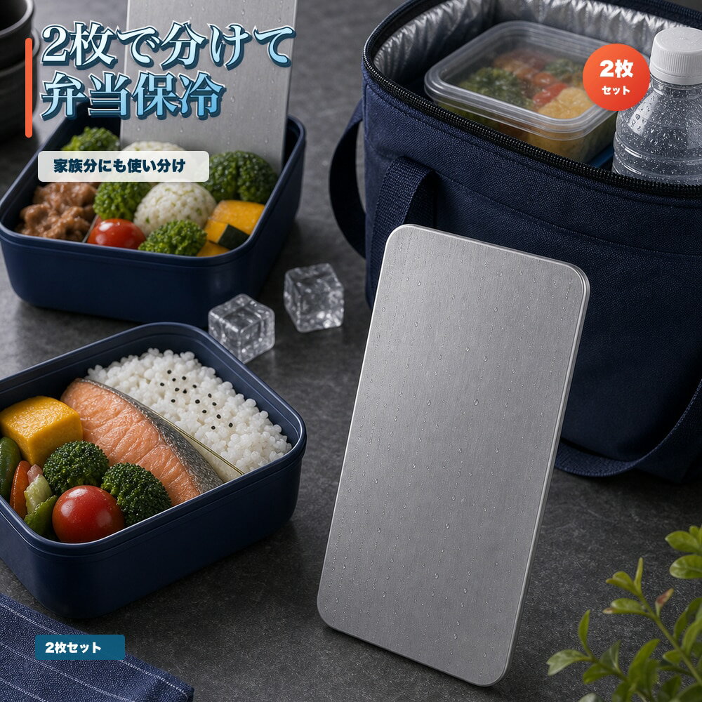 2枚セット 保冷プレート ピクニック 行楽 弁当 飲み物 SUS304 ステンレス 保冷剤 薄型 水洗い 繰り返し使える 冷凍庫