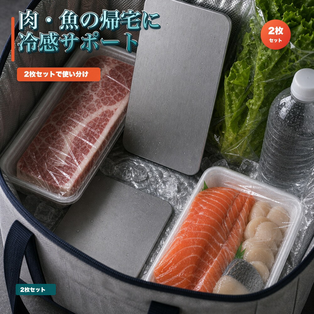2枚セット 保冷プレート 家事ギフト 買い物 保冷バッグ SUS304 ステンレス 保冷剤 薄型 水洗い 繰り返し使える 冷凍庫