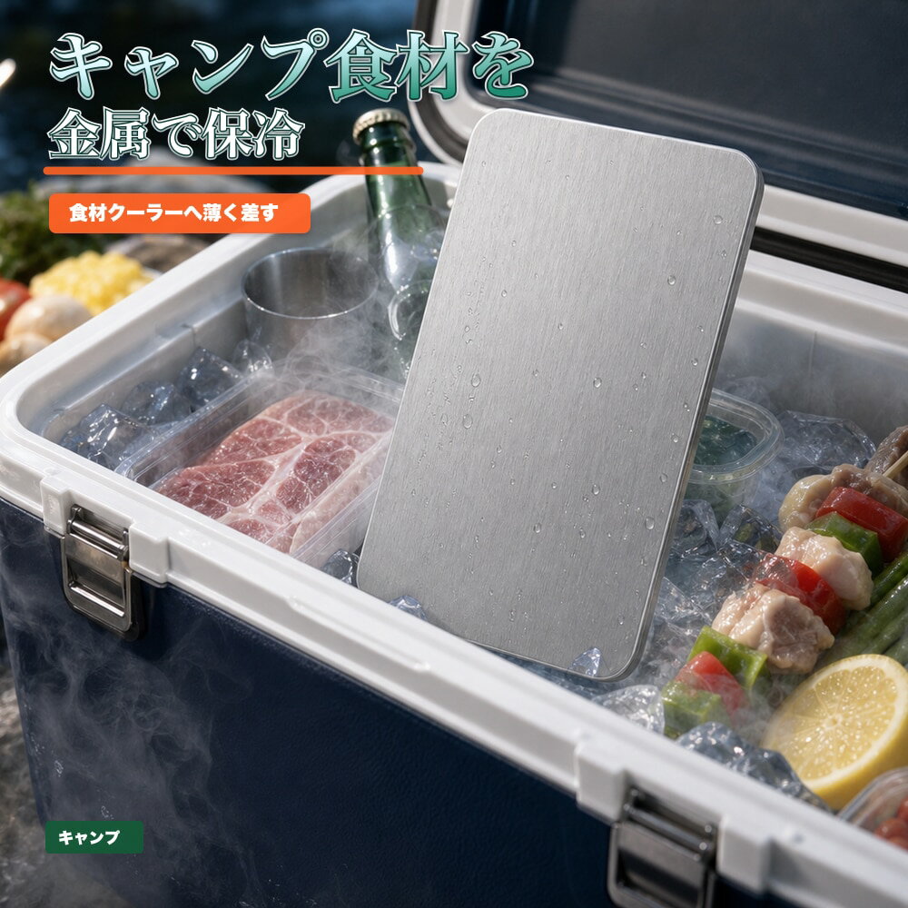 保冷プレート 1枚 キャンプ BBQ 食材 保冷バッグ SUS304 ステンレス 保冷剤 薄型 水洗い 繰り返し使える 冷凍庫 クーラーボックス