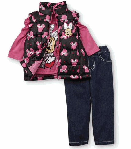 Disney(ディズニー)Minnie Mouse Girl's Vest, T-Shirt & Jeansミニー・マウスのベスト、Tシャツ&ジーンズセット 5XS(111cm)
