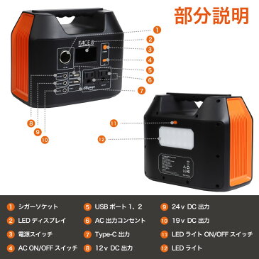 ポータブル電源 大容量 110000mAh / 407Wh 蓄電池 最大出力350W 日本メーカー 正弦波 FACE8 家庭用蓄電池 ポータブル蓄電池 ポータブルバッテリー 家庭用 充電 コンパクト 軽量 持ち運び キャンプ アウトドア 車中泊 停電 対策 防災用品