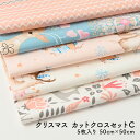 【 5/14限定ポイント3倍! 】 生地 カットクロス セット 5枚 ブロード ブロード生地 クリスマス プリント 綿 コットン 50cm 手芸 ハンドメイド ...