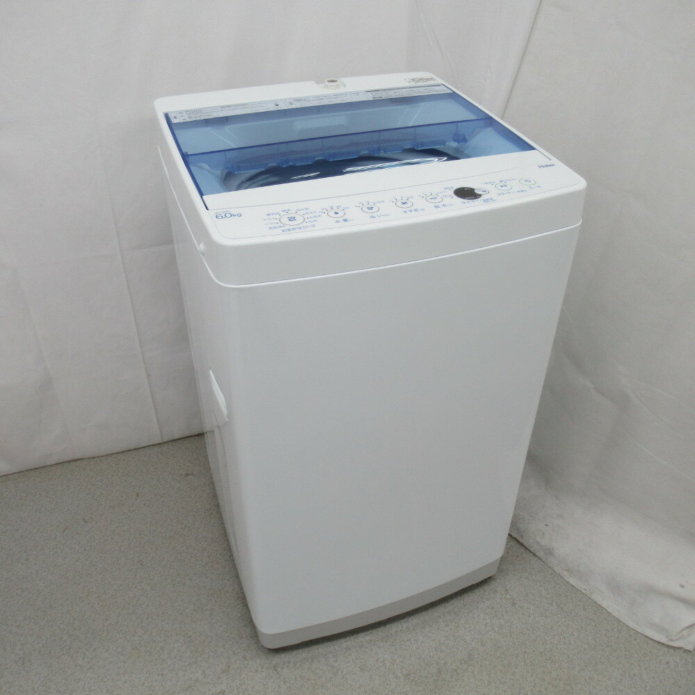 商品コードcn24849 アイテム洗濯機 ブランドHaier (ハイアール) 型番JW-C60FK サイズ 幅：約520mm x 高さ：約946mm x 奥行：約575mm 洗濯容量(kg)6.0kg 洗濯槽縦型 乾燥方式送風乾燥、簡易乾燥 洗濯機特徴予約タイマー 保証期間到着から6ヵ月以内 付属品 説明書、給水ホース、排水ホース 商品状態 状態ランク 3：使用感やダメージあり 全体 中古品のため、細かなキズやスレ、くすみ、変色などがございますのでご了承下さい。 専任スタッフが動作確認、クリーニング及びアルコール除菌を致しております。 落とせない汚れや細かなキズ、見落としがある場合がございますのでご了承ください。 商品説明 10分洗濯・しわケア脱水搭載。 ご購入前に搬入経路、設置場所、排水口の位置・形状、蛇口の形状等をご確認ください。