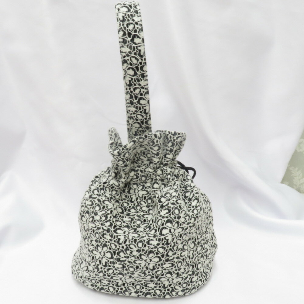 和装バッグ 巾着バッグ レース巾着 着物バック 洋装 和小物 黒 新品