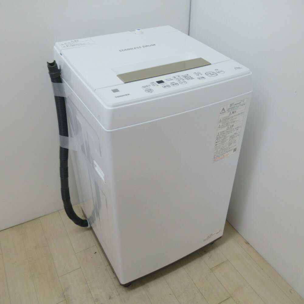 TOSHIBA (東芝) 洗濯機 全自動洗濯機 4.5kg AW-45ME8 キーワードホワイト 2022年製 送風 乾燥機能付き 一人暮らし 洗浄・除菌済み