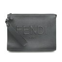 FENDI (フェンディ) ROMA クラッチバッグ セカンドバッグ ポーチ ストラップ付き 7VA491 ロゴ レザー ブラック メンズ