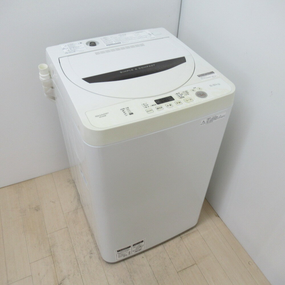 SHARP (シャープ) 全自動洗濯機 5.5kg ES-GA5B 送風・簡易乾燥 2018年製 ホワイト 洗浄・除菌済