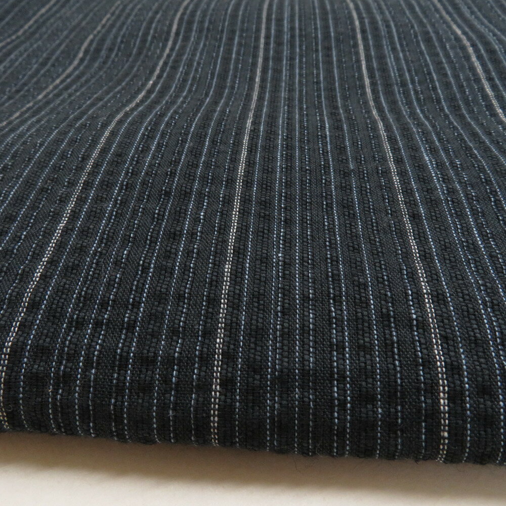 bonheur saisons (ボヌールセゾン) 浴衣 メンズ 男性用ゆかた Lサイズ 黒紺色 縞柄 綿麻 しじら織り 夏祭り 花火大会 男物 仕立て上がり 身丈146cm 新品