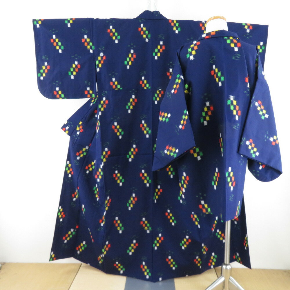 ウール着物 単衣 女性用ウールアンサンブル2点セット 羽織＆着物 紫 白